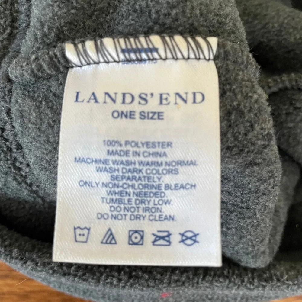 Lands' End‎ Aircore Fitted Beanie Hat Winter Polyester Fleece Dark gray one size